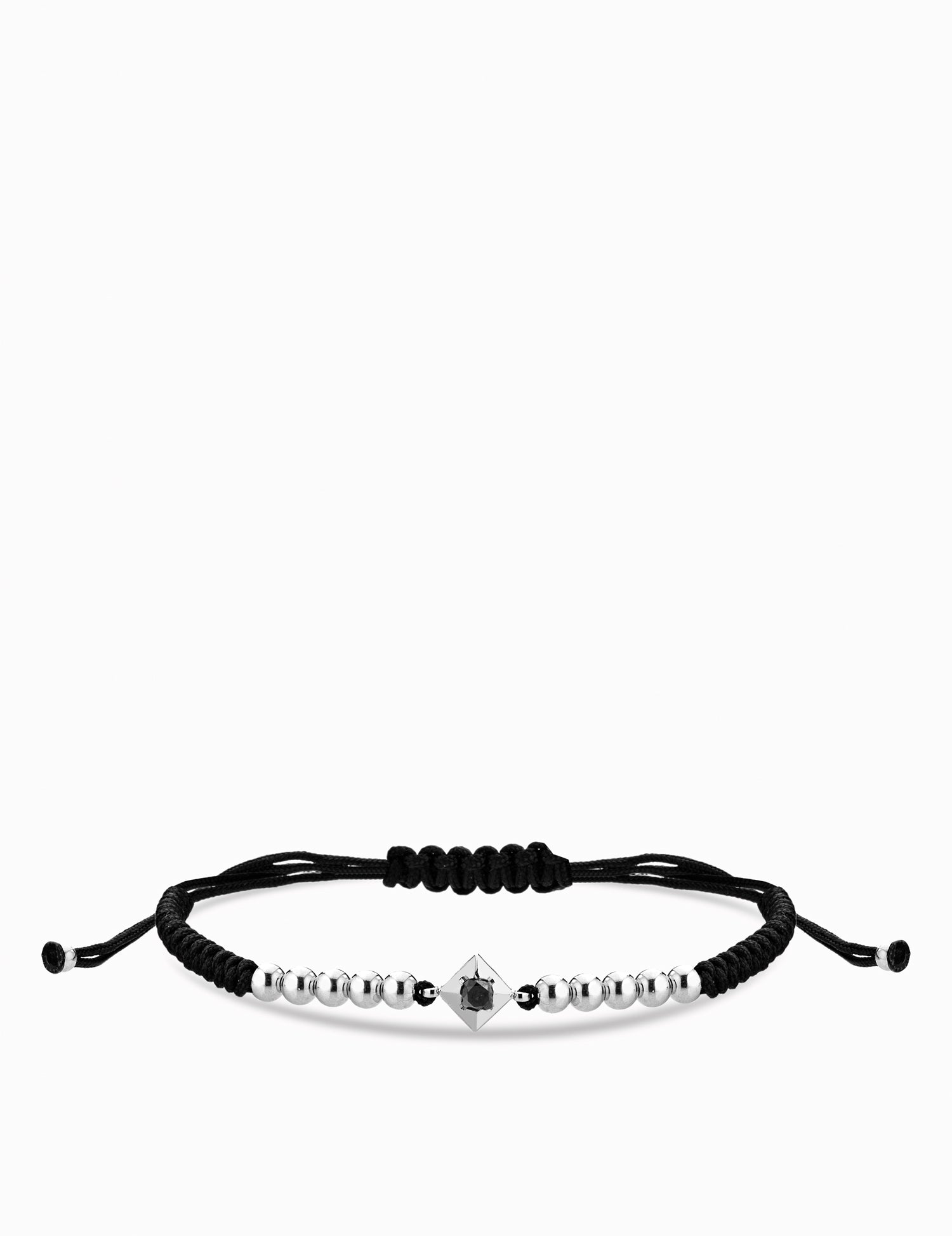 BRACCIALE  LACCIO IN ORO BIANCO CON  PUNTO LUCE NERO CENTRALE