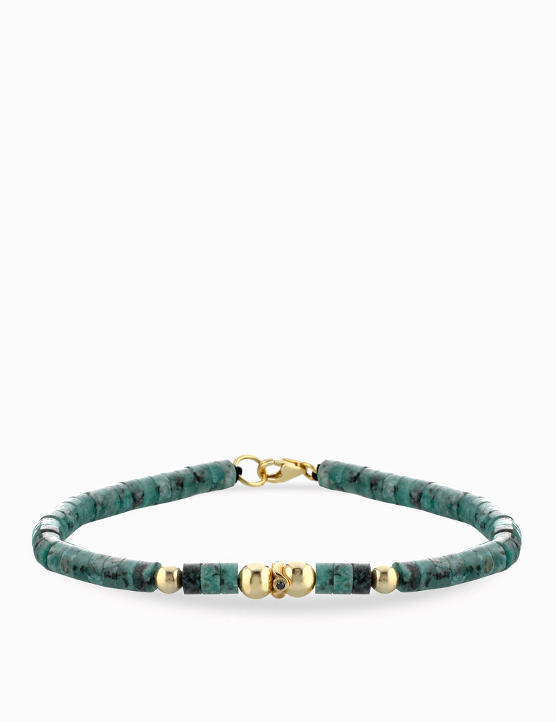 BRACCIALE LACCIO CON EMATITE IN ORO GIALLO E CENTRALE DI DIAMANTE NERO