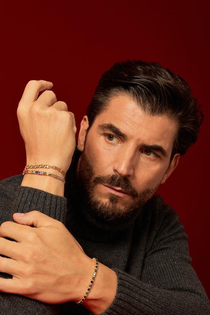 BRACCIALE IN ORO GIALLO CON DIAMANTI E DIAMANTI NERI