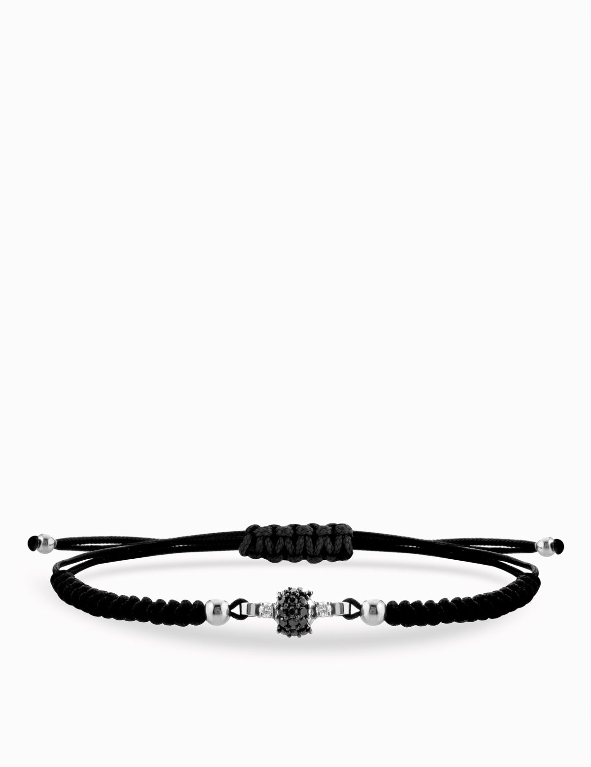 BRACCIALE LACCIO IN ORO BIANCO CON CENTRALE DI DIAMANTI BIANCHI E DIAMANTI NERI