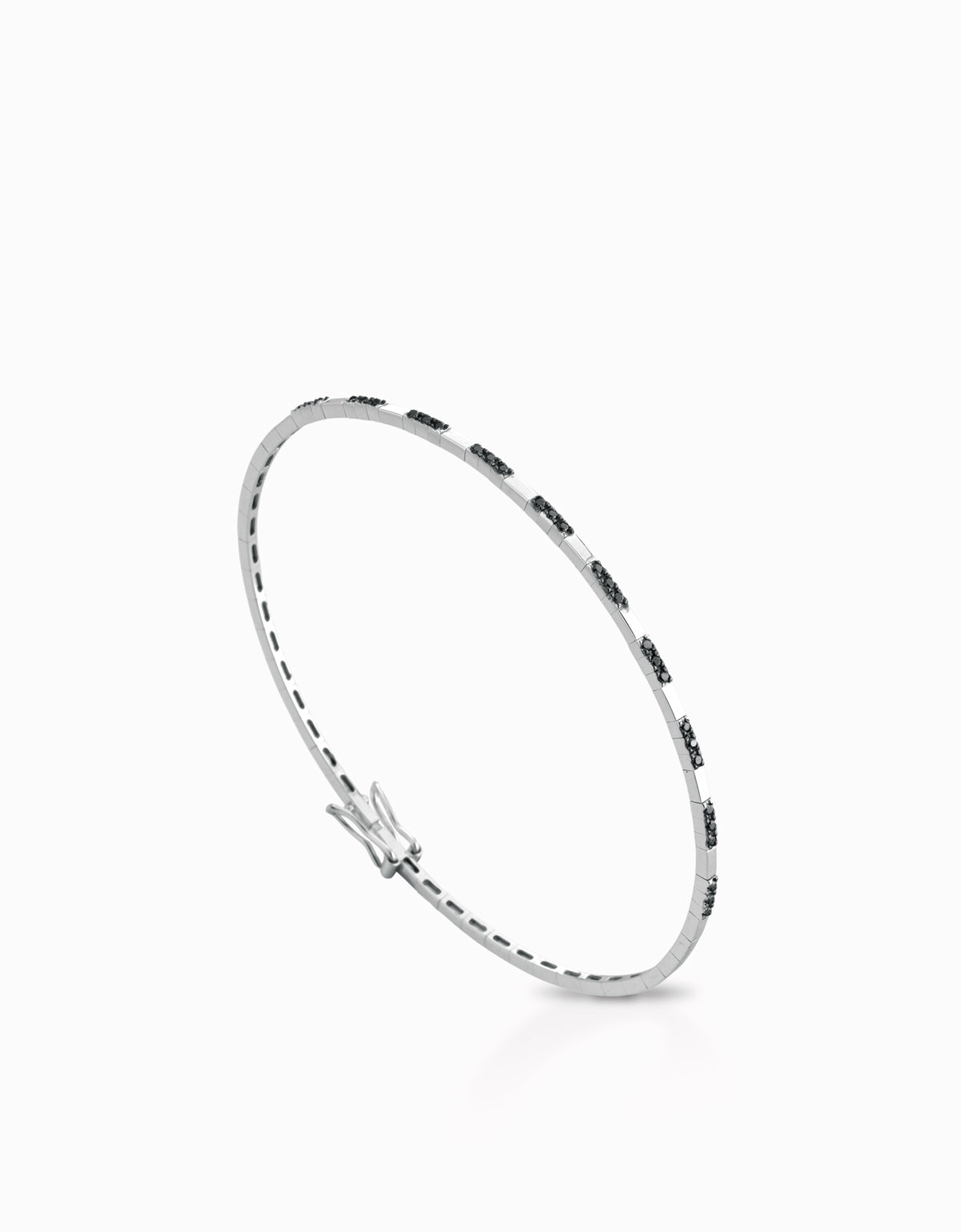 BRACCIALE RIGIDO IN ORO BIANCO CON DIAMANTI NERI