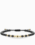 BRACCIALE LACCIO CON CERAMICA IN ORO GIALLO CON PUNTO LUCE CENTRALE DI DIAMANTE NERO