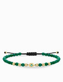 BRACCIALE LACCIO CON EMATITE VERDE IN ORO GIALLO PUNTO LUCE CENTRALE CON SMERALDO