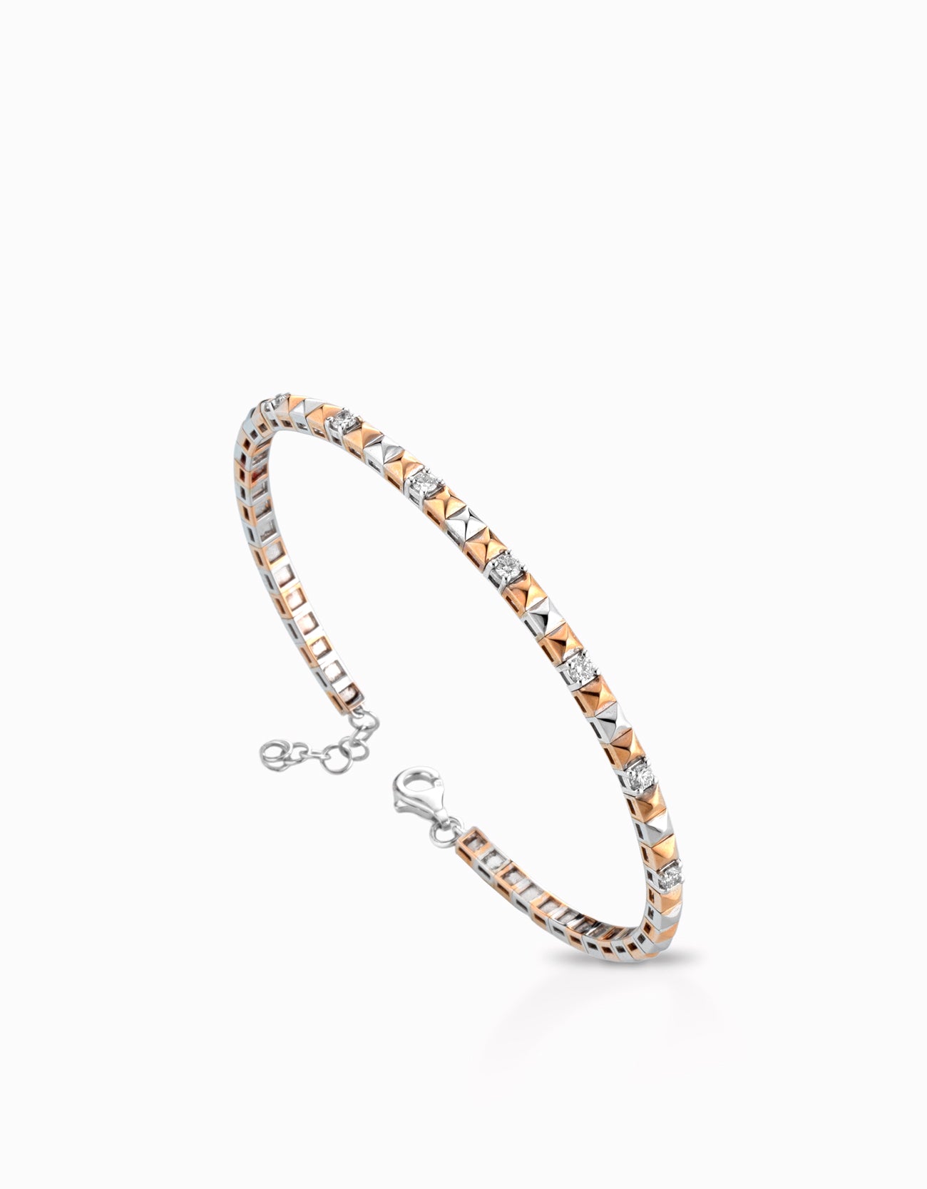 BRACCIALE RIGIDO IN ORO ROSA E ORO BIANCO CON DIAMANTI