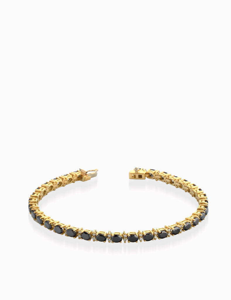 BRACCIALE IN ORO GIALLO CON DIAMANTI E DIAMANTI NERI