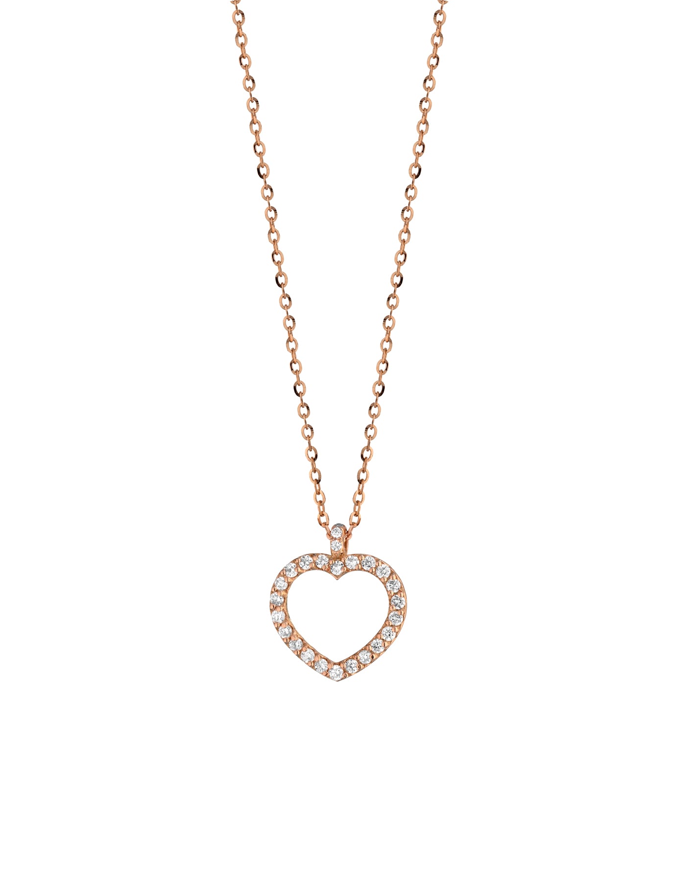 CIONDOLO IN ORO ROSA CON CUORE APERTO DI DIAMANTI