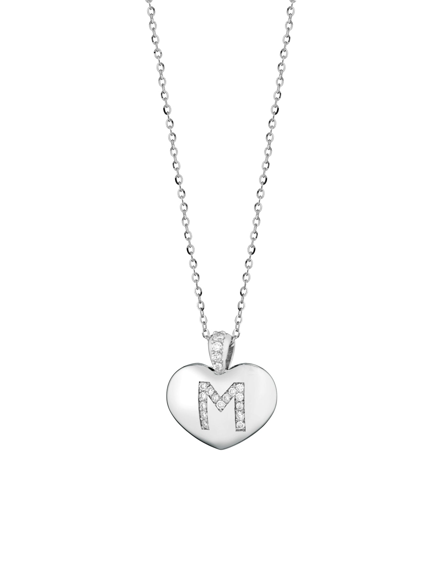 CIONDOLO IN ORO BIANCO CON CUORE DI DIAMANTI