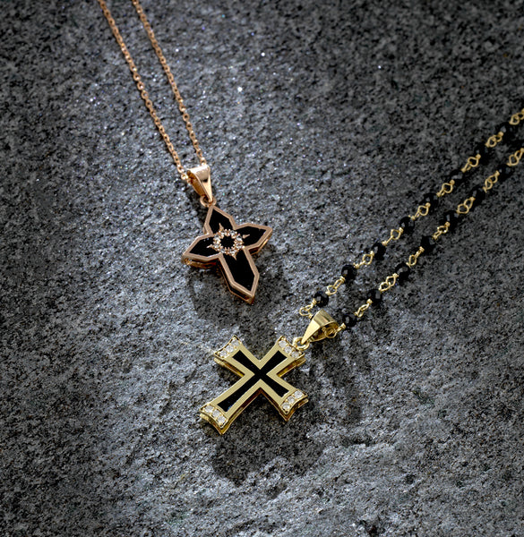 Collana Girocollo A Strati Con Croce E Occhio Del Diavolo Turco – Gioiello Donna In Lega Oro, Stile Bohemien