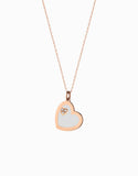 ciondolo a cuore con smalto bianco in oro rosa e diamanti