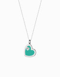 ciondolo a cuore con smalto tiffany in oro bianco e diamanti