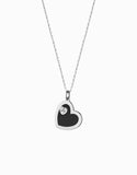 ciondolo a cuore con smalto nero in oro bianco e diamanti