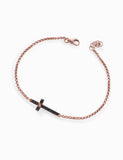 BRACCIALE IN ORO ROSA CON CROCE DIAMANTE  BIANCO E DIAMANTI NERI