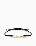 bracciale con laccio sfere in oro giallo croce centrale con diamanti