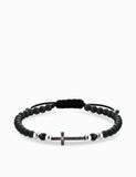 bracciale onice con sfere in oro bianco croce centrale con diamanti e rubini