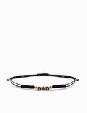 bracciale in oro 9kt, con scritta DAD smaltata nera e  laccio