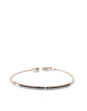 Bracciale mezzo tennis in maglia groumette in oro rosa diamanti neri e centrale bianco