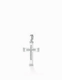 Ciondolo a croce piatta grande modello maschile in oro bianco con diamanti