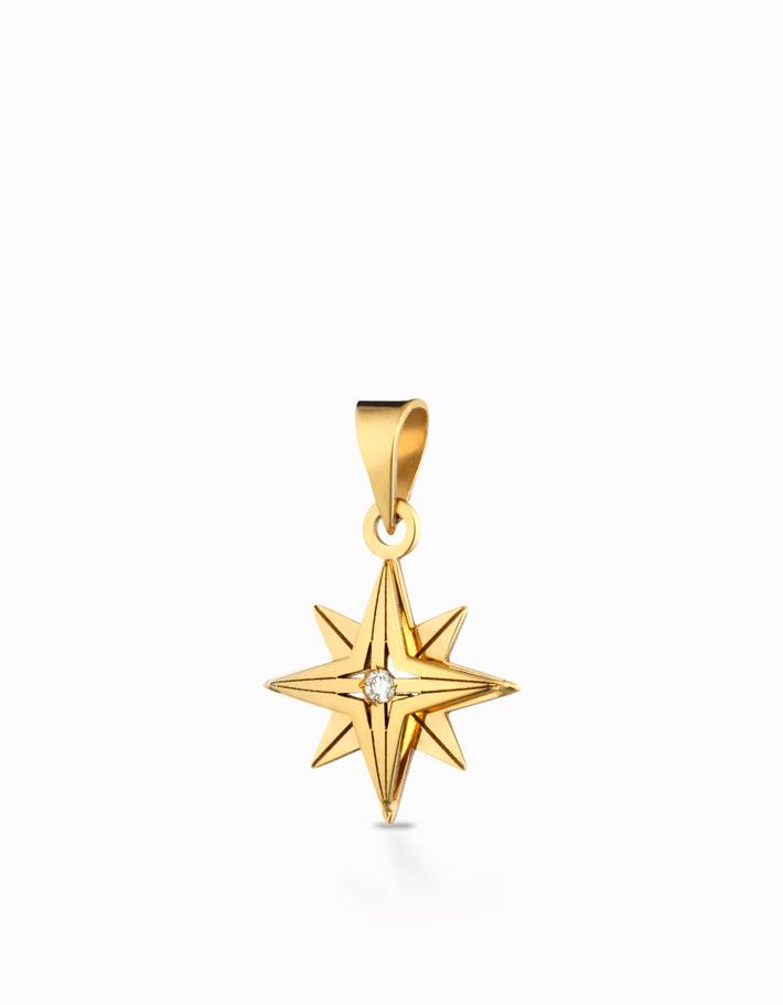 Ciondolo rosa dei venti in oro giallo e diamante Dalù Gioielli
