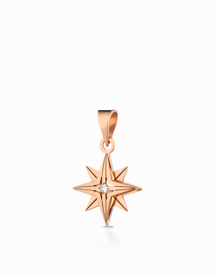 Ciondolo rosa dei venti in oro rosa e diamante Dalù Gioielli