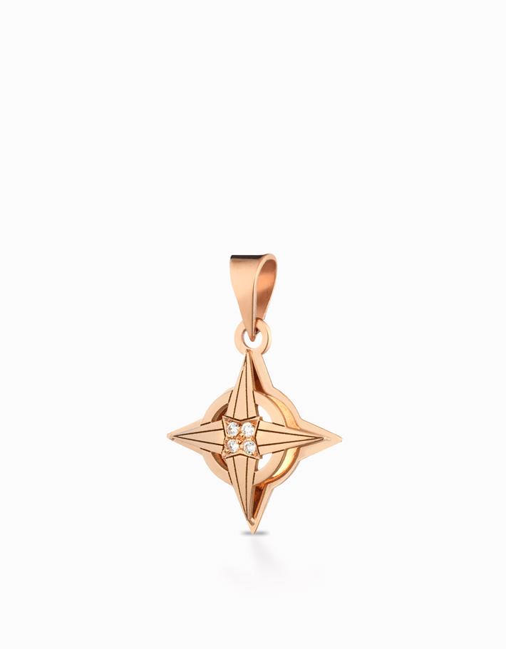 Ciondolo rosa dei venti in oro rosa e diamanti Dalù Gioielli