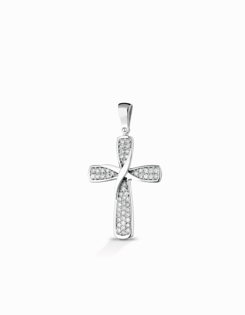 Croce in oro bianco con diamanti