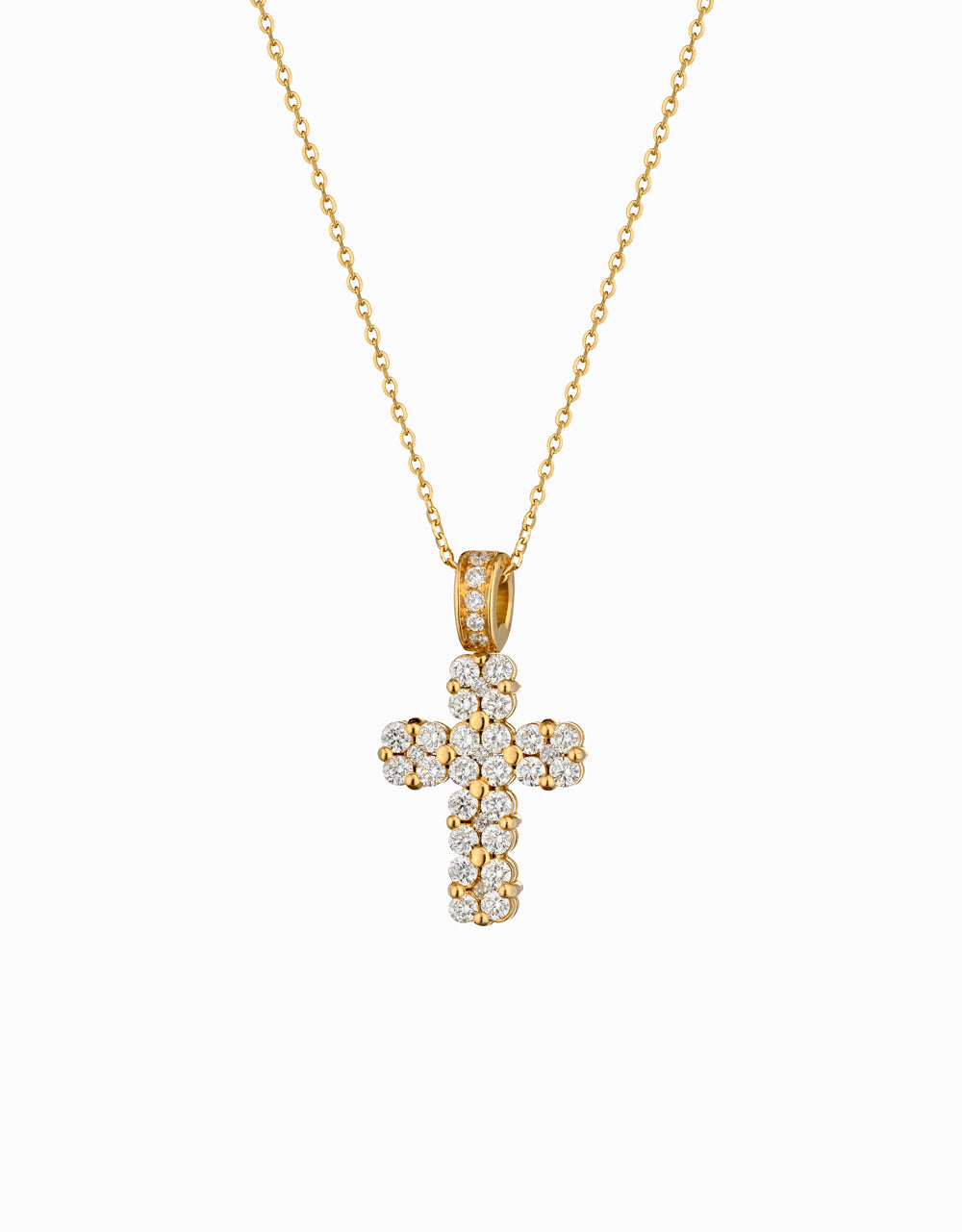 CROCE DONNA ORO GIALLO CON DIAMANTI