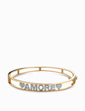 bracciale schiava con scritta amore in oro bianco e oro giallo con diamanti