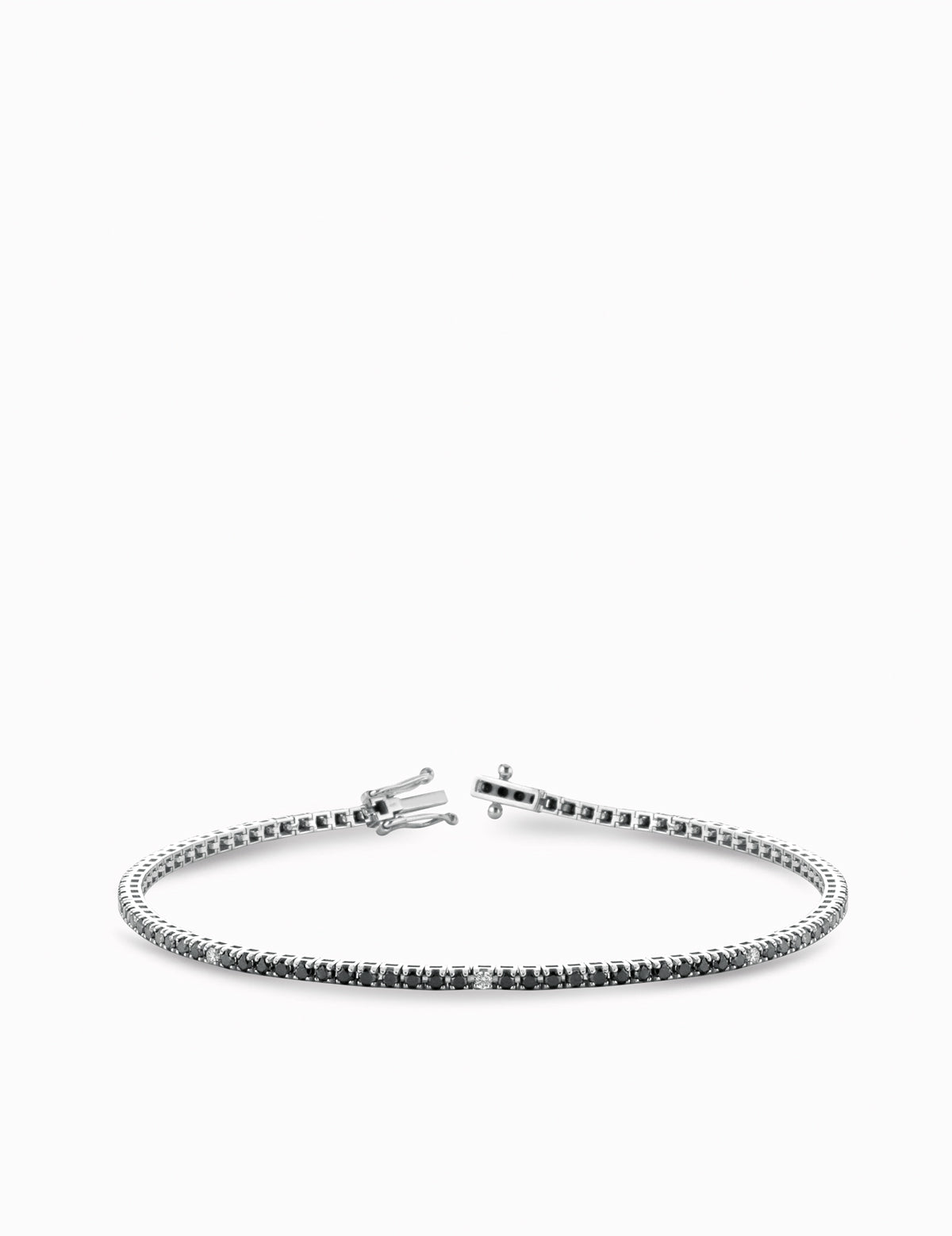 bracciale tennis in oro bianco diamanti bianchi e neri