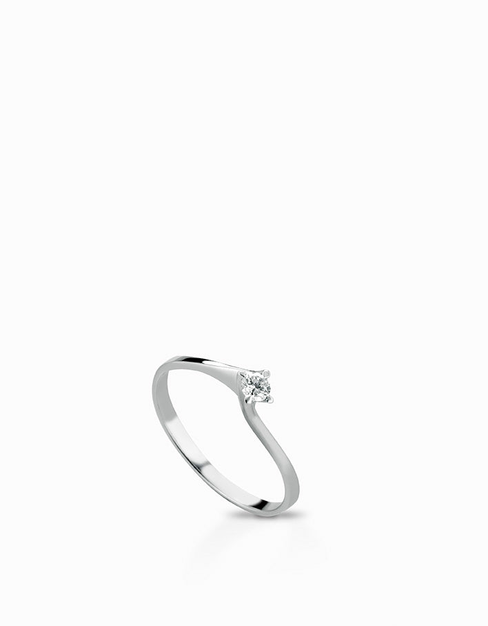 Anello solitario modello valentino in oro bianco