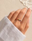 ANELLO VERETTA IN ORO ROSA CON DIAMANTI RAINBOW