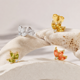 MONO ORECCHINO IN ORO GIALLO CON DIAMANTINO E PIETRE COLORATE