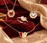 CIONDOLO A CUORE IN ORO ROSA CON SMALTO ROSSO E DIAMANTINO