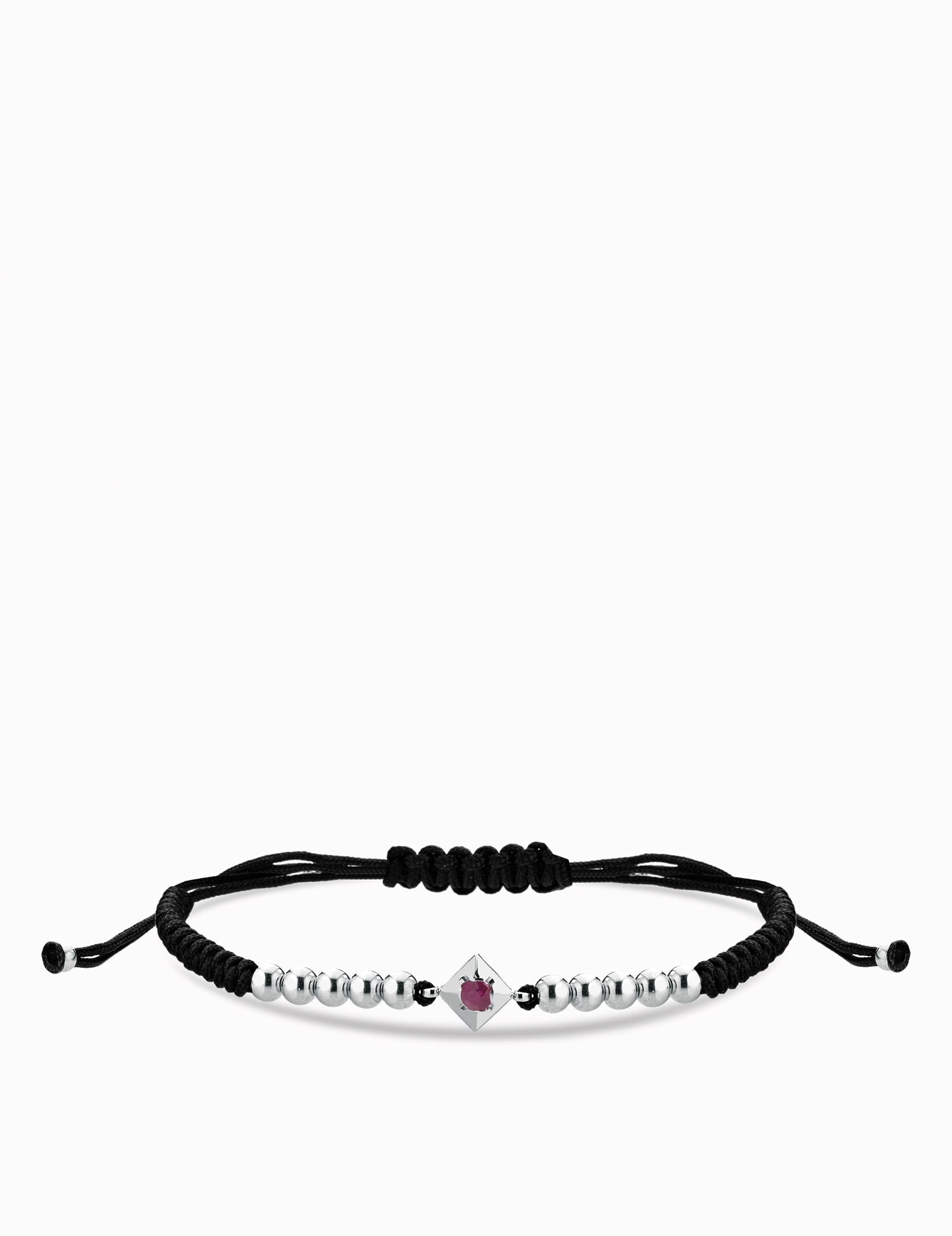 BRACCIALE  LACCIO IN ORO BIANCO CON  PUNTO LUCE RUBINO CENTRALE