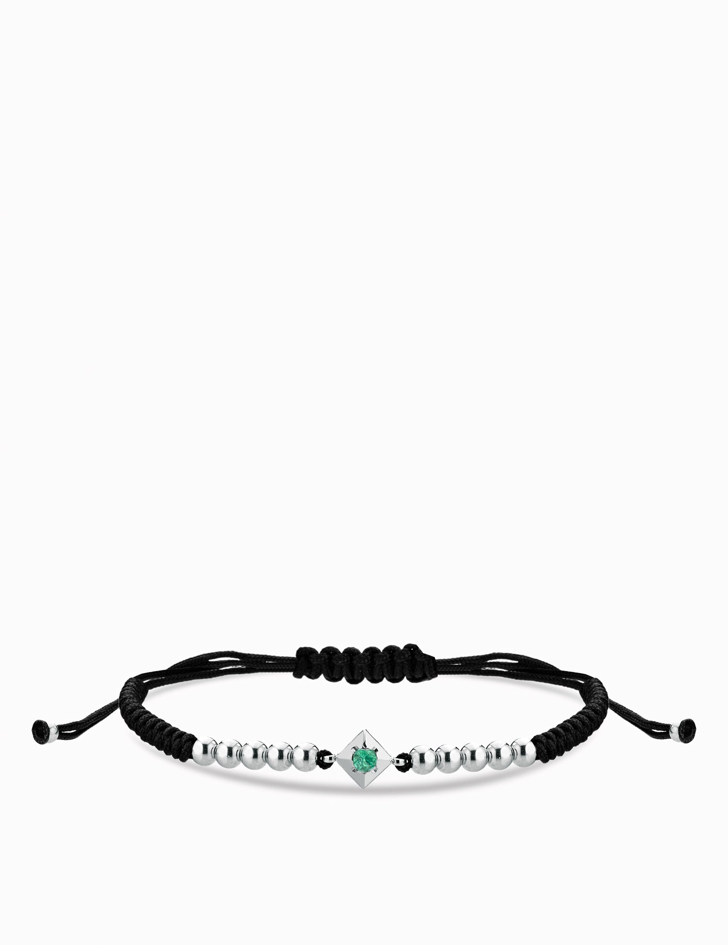 BRACCIALE  LACCIO IN ORO BIANCO CON  PUNTO LUCE SMERALDO CENTRALE