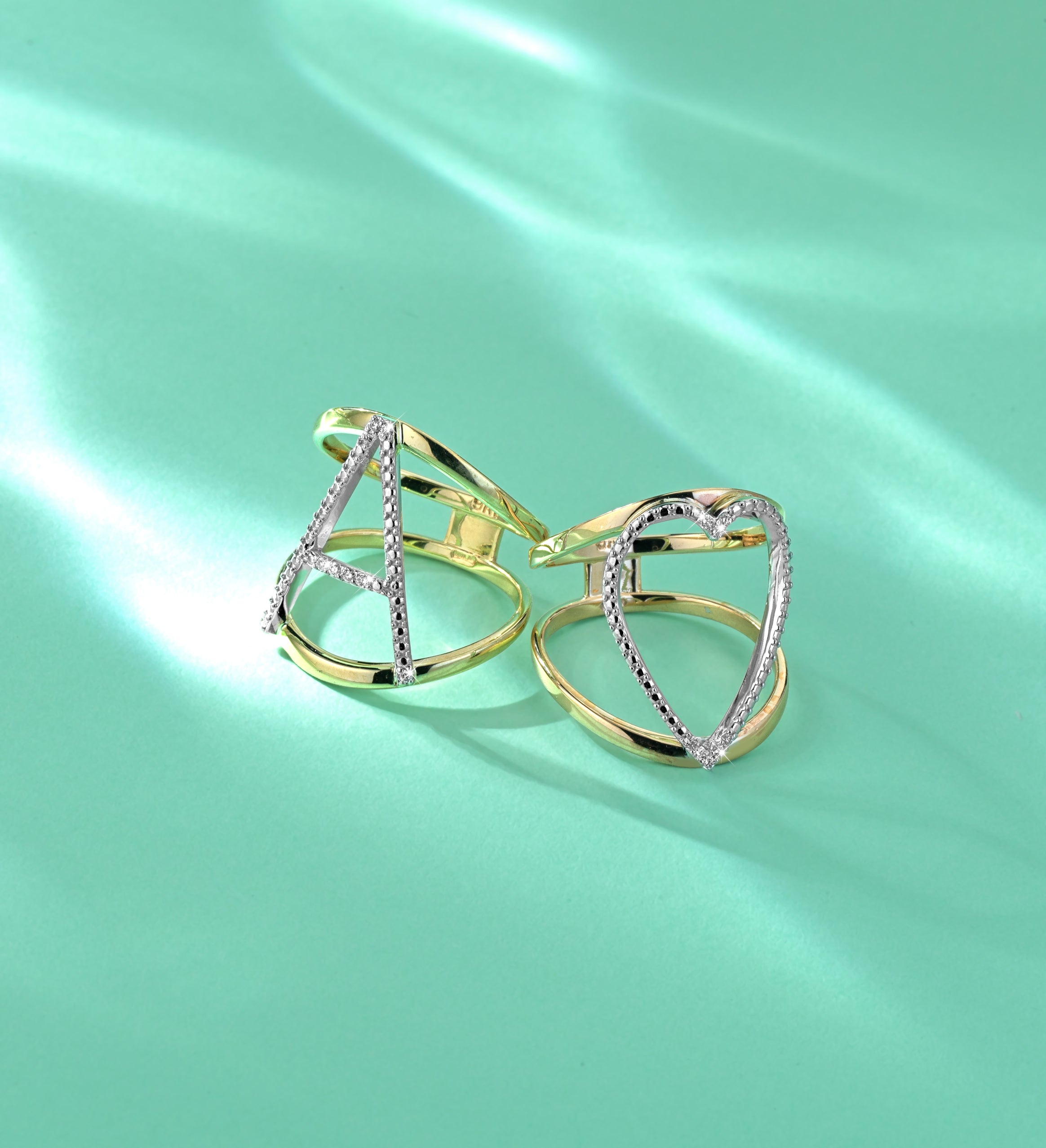 ANELLO CUORE 9KT, IN ORO ROSA CON DIAMANTI