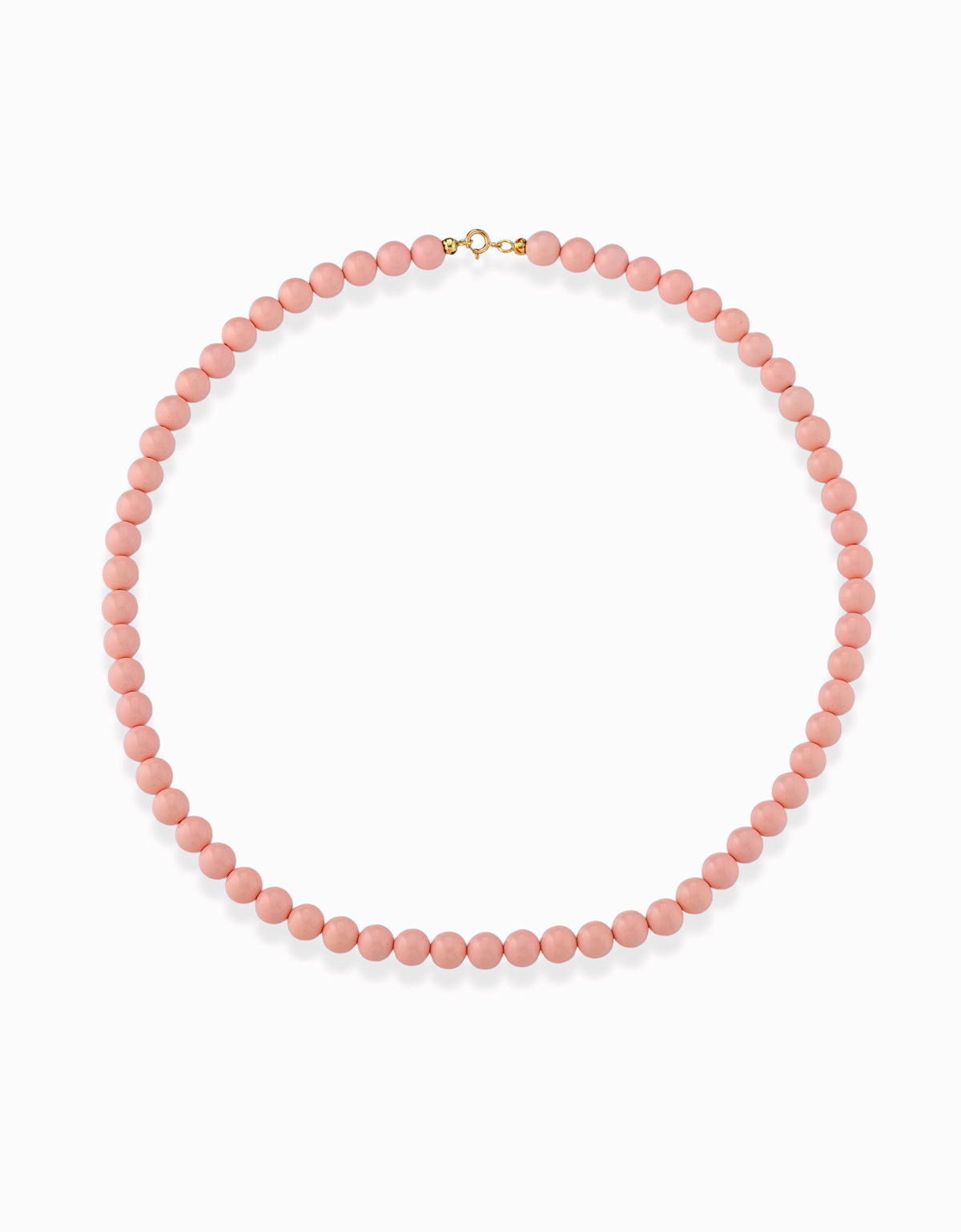 COLLANA CON PASTA DI CORALLO ROSA E CHIUSURA IN ORO GIALLO