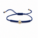 BRACCIALE CORDINO BLU CON AEREO IN ORO GIALLO