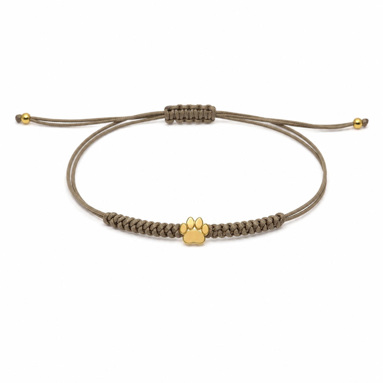 BRACCIALE CON CORDINO MARRONEE ZAMPA IN ORO GIALLO