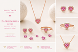 CIONDOLO IN ORO ROSA, CON DIAMANTI E CUORE DI ZAFFIRO ROSA CENTRALE