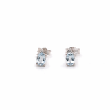ORECCHINI IN ORO 9KT, ORO BIANCO CON DIAMANTINI E ACQUAMARINA