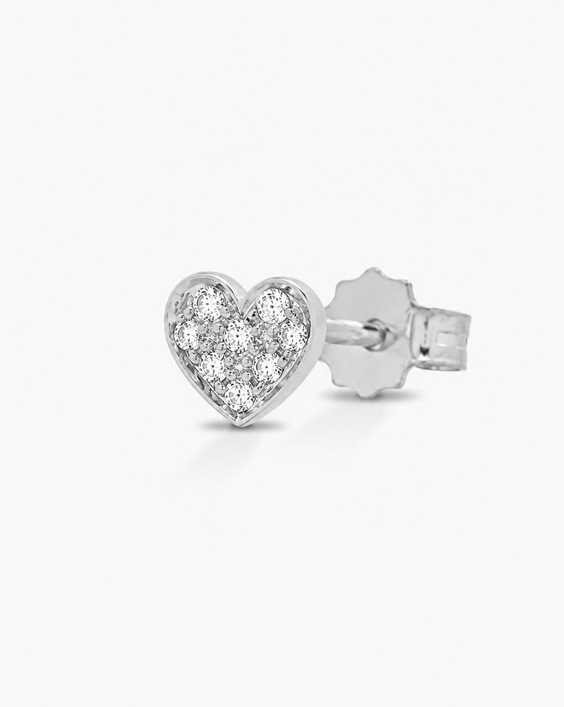 MONO ORECCHINO CUORE IN ORO BIANCO CON DIAMANTI