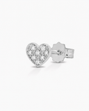 MONO ORECCHINO CUORE IN ORO BIANCO CON DIAMANTI