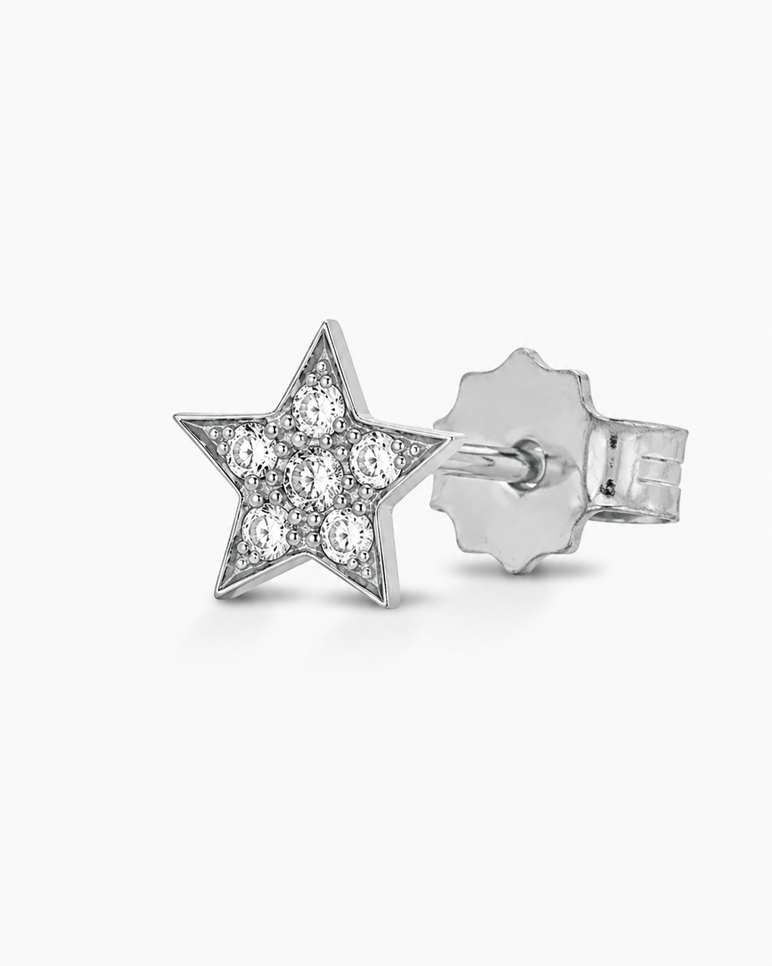 MONO ORECCHINO STELLA IN ORO BIANCO CON DIAMANTI