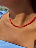 COLLANA CON PASTA DI CORALLO CHIUSURA E PALLINE IN ORO GIALLO