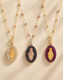 Ciondolo Madonnina grande in pavè in oro giallo e diamanti