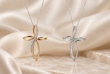 CROCE IN ORO BIANCO CON DIAMANTI E CATENA