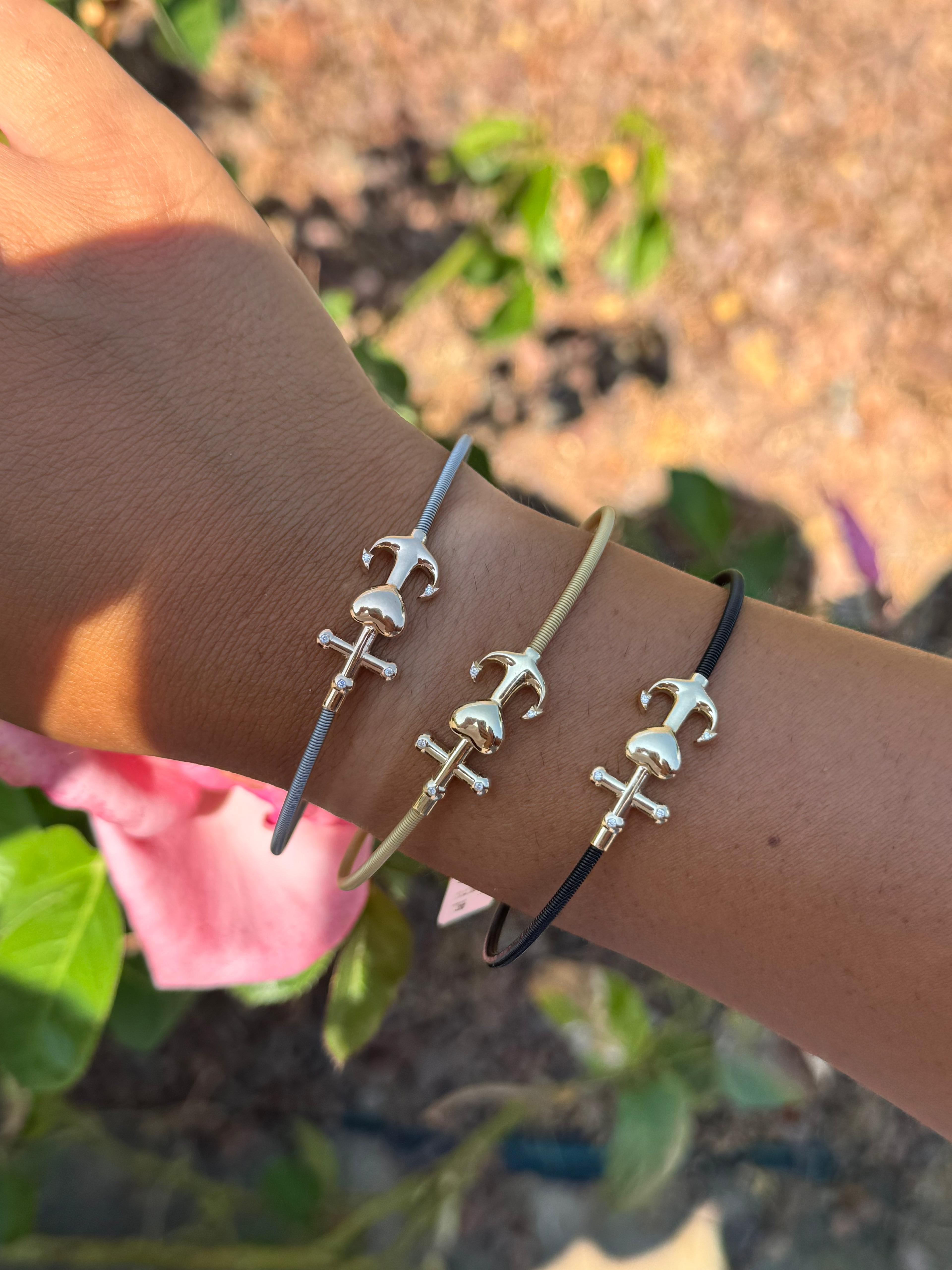 BRACCIALE FEDE,SPERANZA E CARITA' IN ORO ROSA CON DIAMANTI 9KT  GIALLO