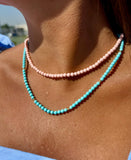 COLLANA CON PASTA DI TURCHESE PALLINE E CHIUSURA IN ORO GIALLO