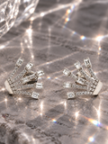 ORECCHINI FANTASIA  IN ORO BIANCO CON DIAMANTI E BAGUETTE