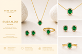 ORECCHINI IN ORO BIANCO  CON DIAMANTI E SMERALDO OVALE CENTRALE